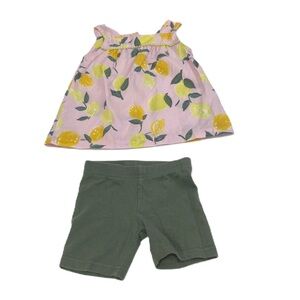 CARTER'S Baby Girls Lemon Linen Tank Slub Jersey Short 2 Piece Set 2T